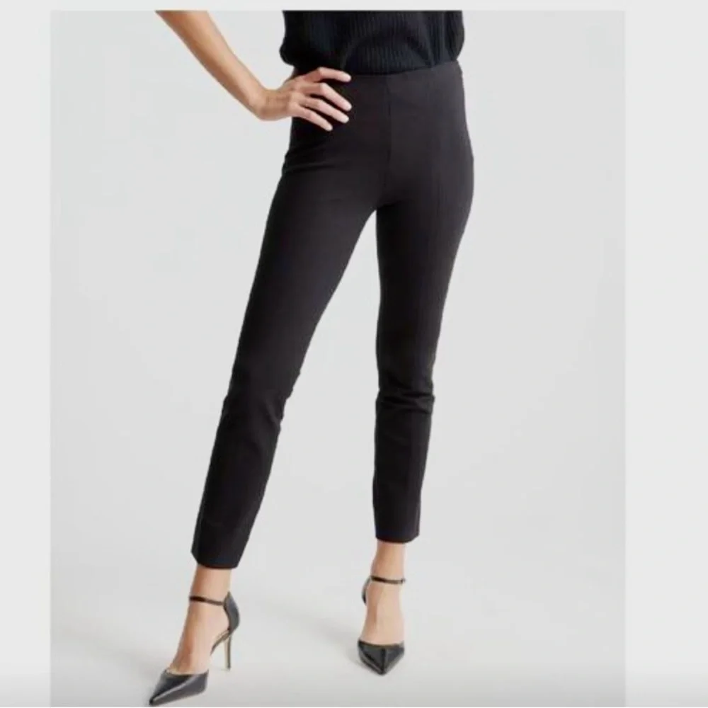 Quince Women's Black Ultra-Stretch Ponte Pants Pintuck Ankle sz XL NWOT - Picture 4 of 4